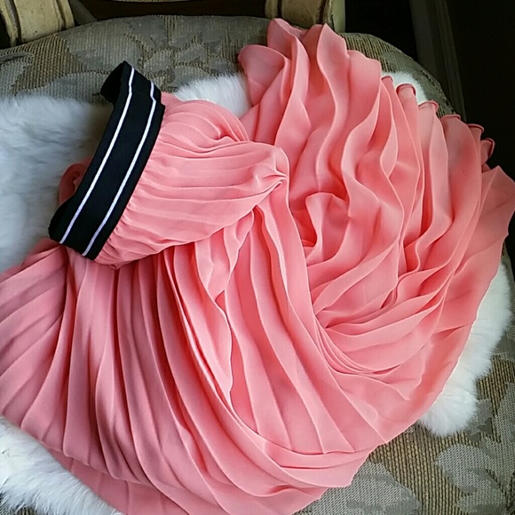 Top Shop Pleated Midi Skirt Peach/Rose - Picture 5 of 5